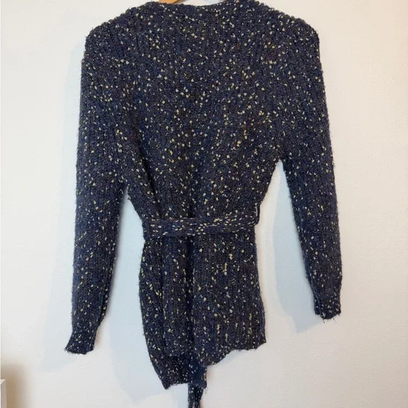 SUNCOO Navy Speckled Wrap Cardigan with Tie - Picture 2 of 5